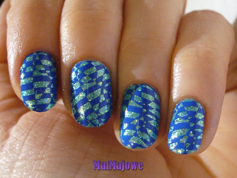 Mind blowing stamping with B. Loves Plates 03 on the glitter base of Barry M Catwalk Queen