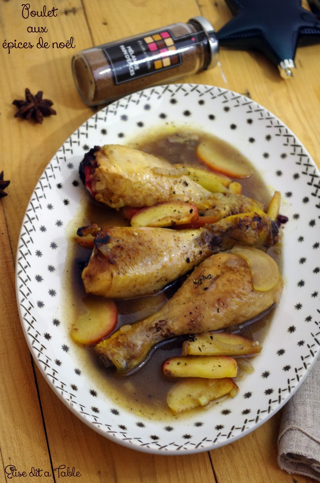 recette poulet aux pommes et aux épices de noël