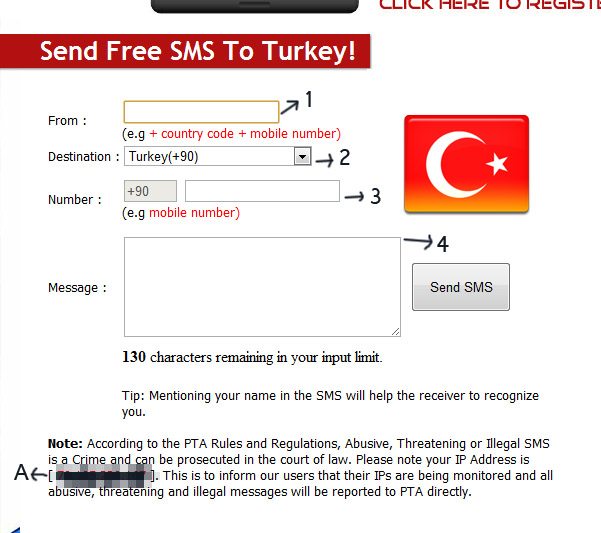 Прием турецких смс