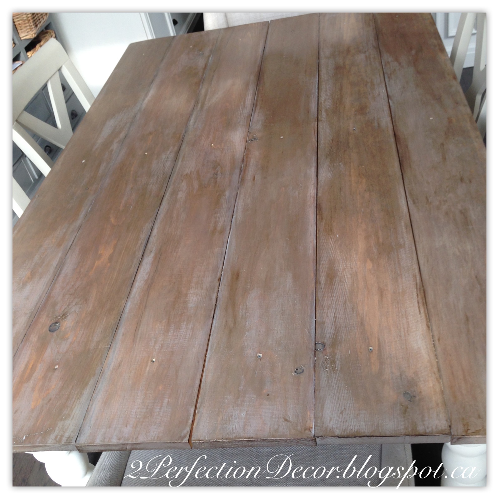 2Perfection Decor Planking our Farmhouse Table Top