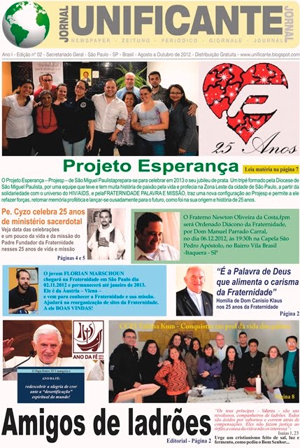 Jornal Unificante - 2a Edição - Está sendo distribuída.