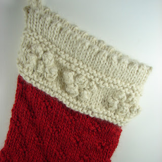 detail hand knit stocking baby alpaca red cream  white