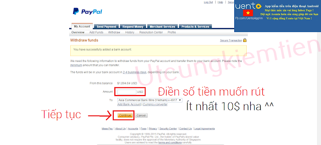 PayPal Rút tiền từ PayPal về Việt Nam