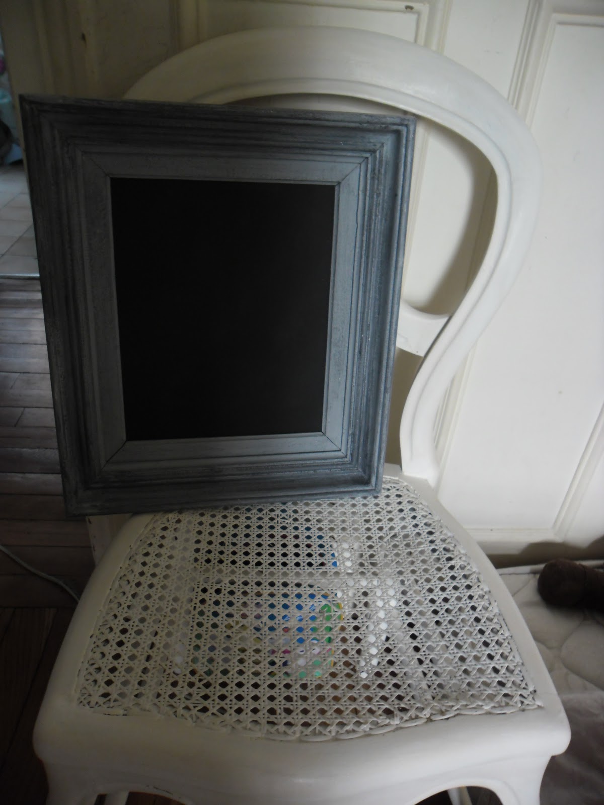 Cadre Photo Ancien France 1930 – Gris Et Blanc – Shabby Chic – Bois – 30x40 Cm