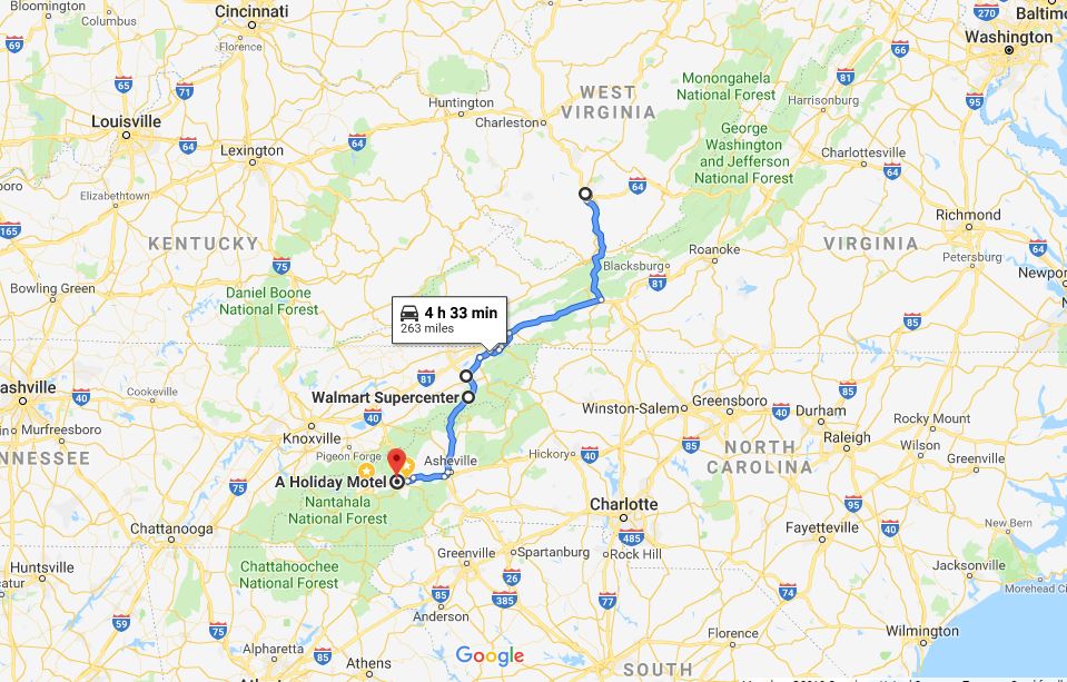 Skid and Sandy On The Road Beckley West Virginia to Maggie Valley