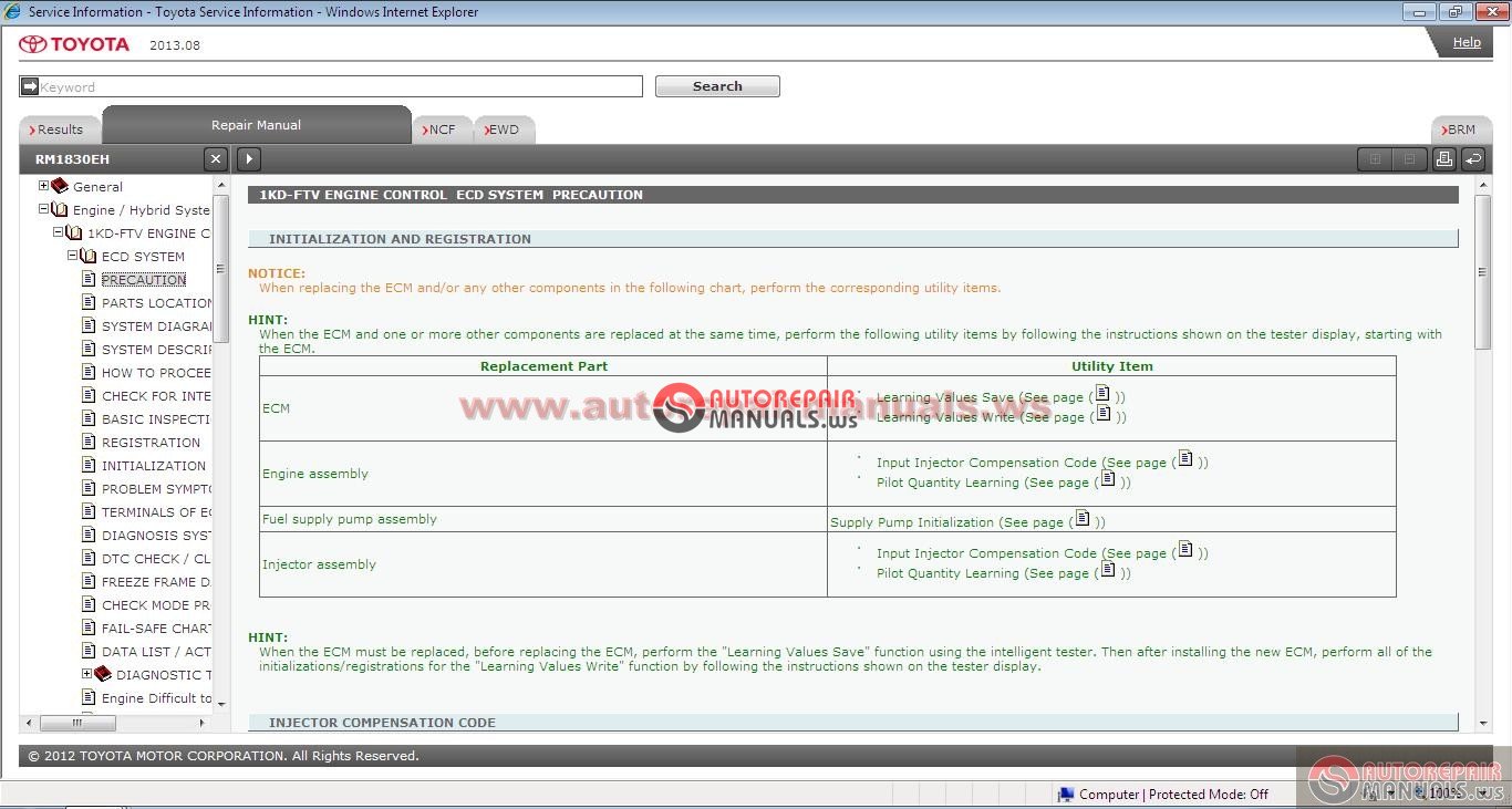 FreeAutoEpcService: Toyota Hilux 2011-2013 Workshop Manual Free