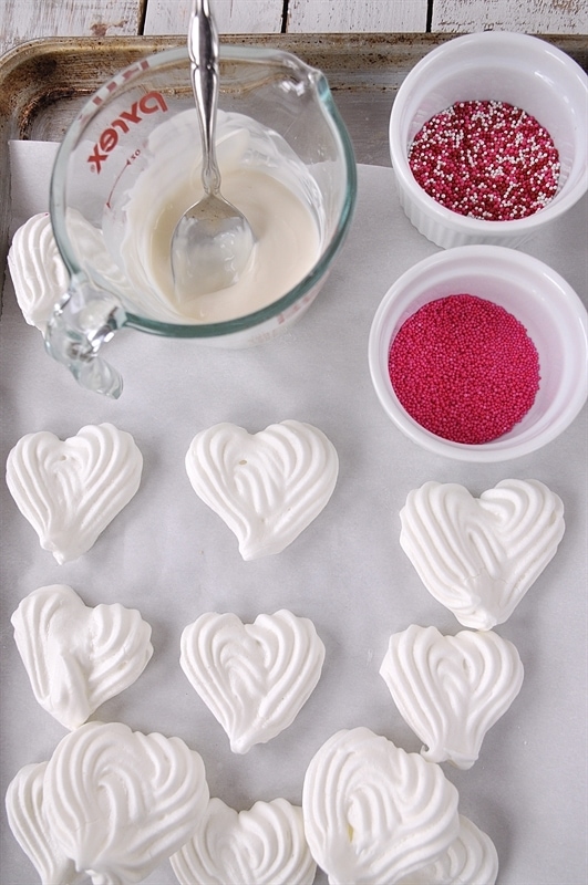 Chocolate Dipped Meringue Cookies #valentine #dessert Chocolate Dipped Meringue Cookies #valentine #dessert