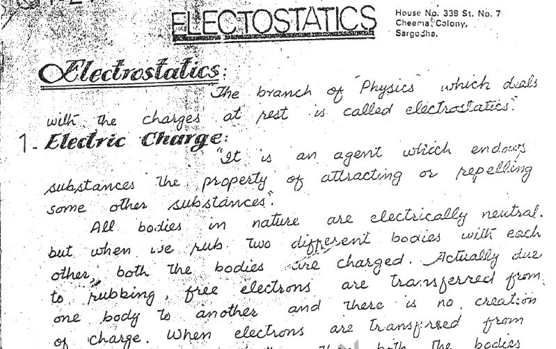 BSc Physics Electrostatics Notes pdf Download - Ratta.pk