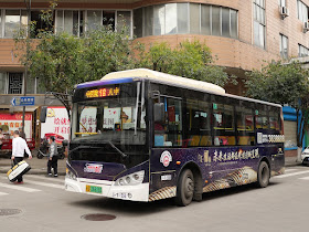full-sized Jumbo Wuzhou Bus with advertising