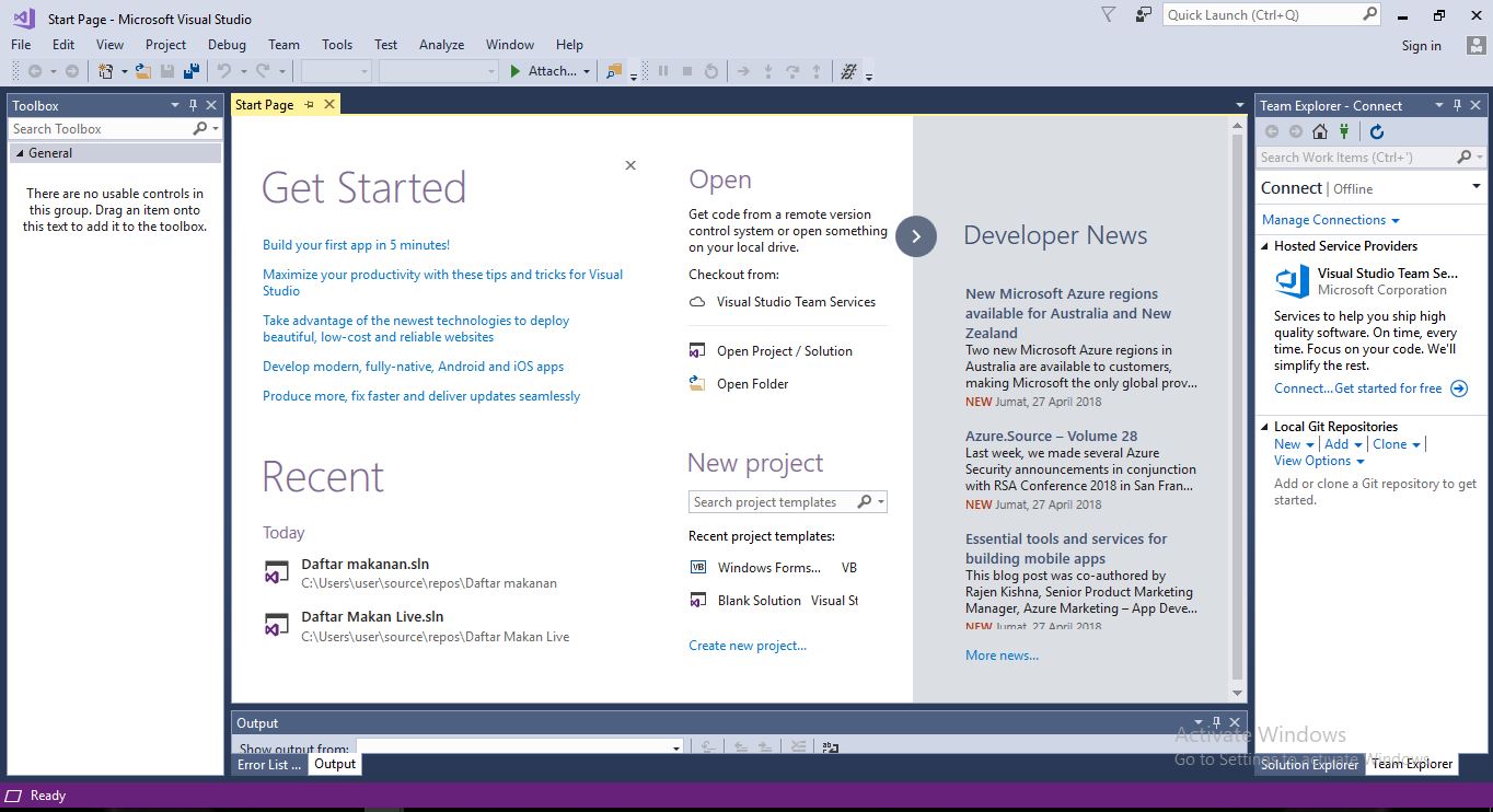 VISUAL STUDIO 2017: Fungsi Bagian-Bagian yang ada di Visual Studio 2017