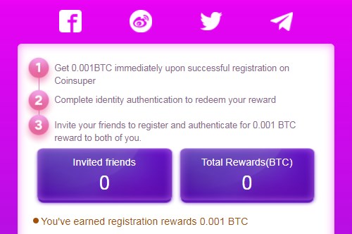 Registrasi dan Verifikasi Dapat 0,001 BTC Gratis