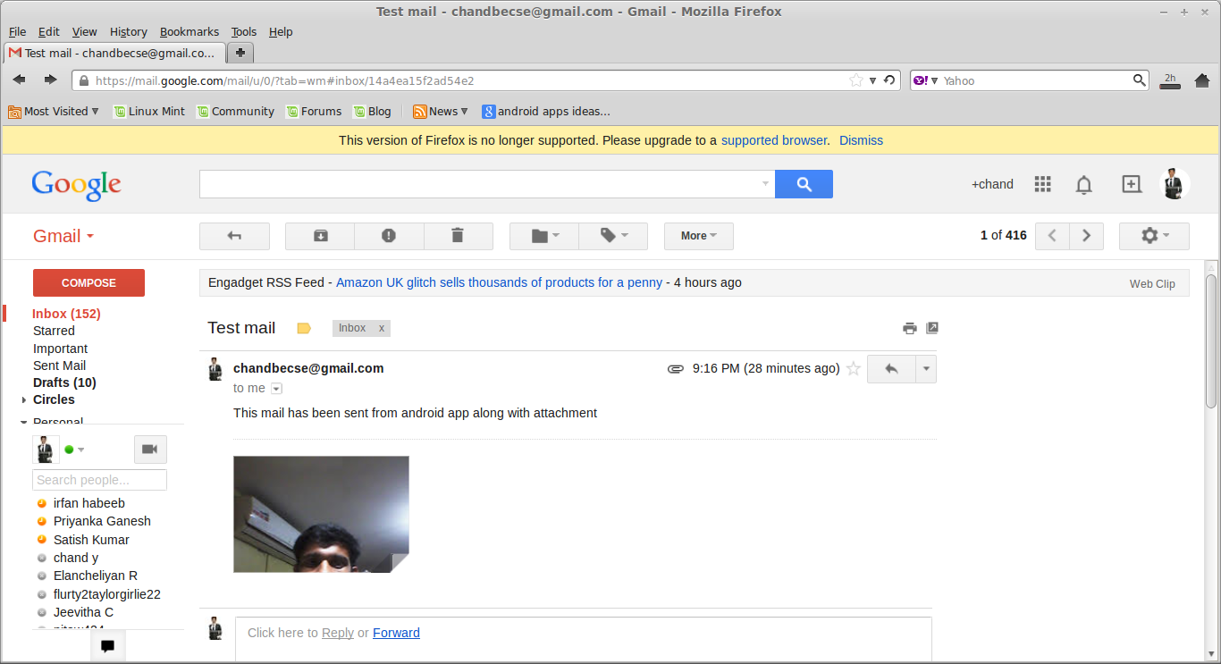 Android Programming... Send Email with attachment without Intent