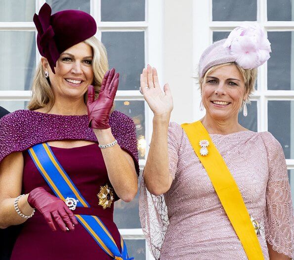 King Willem-Alexander, Prince Constantijn and Princess Laurentien. Queen Maxima wore a new dress by Jan Taminiau