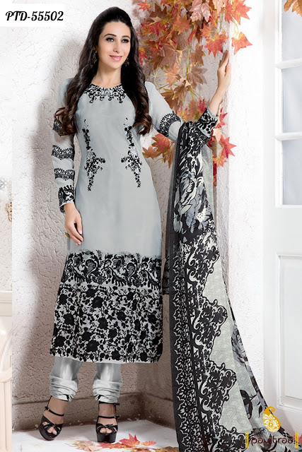Fancy Black Color Santoon Actress Karishma Kapoor Bollywood Salwar Suits Online Shopping with Lowest Rate Prices at Pavitraa.in