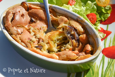 Clafoutis aux courgettes jaunes, oignons rouges et cumin © Popote et Nature clafoutis aux courgettes jaunes, oignons rouges et cumin