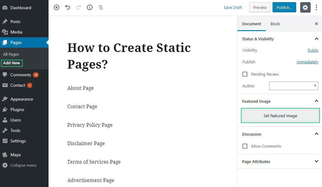 How to Create Static Pages? 