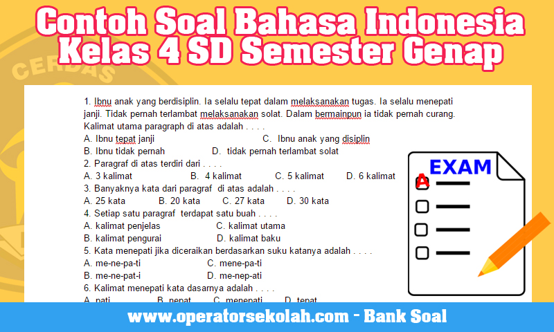 soal uts bahasa indonesia sd kelas 4 semester 2