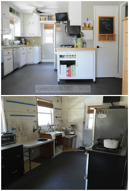 Before and Midway through a new kitchen reno :: OrganizingMadeFun.com Before and Midway through a new kitchen reno :: OrganizingMadeFun.com