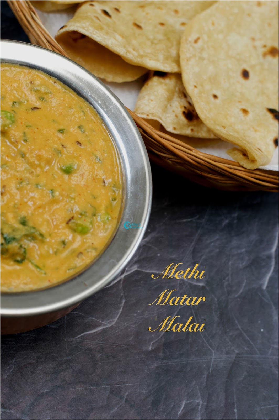 Methi Matar Malai Recipe Fenugreek Green Peas Curry Subbus Kitchen