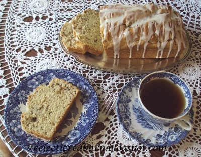 Eclectic Red Barn: Almond Pudding Loaf with blue transfer ware