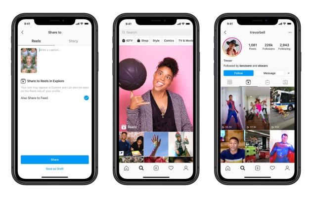 Tampilan fitur Reel di Instagram Tampilan fitur Reel di Instagram
