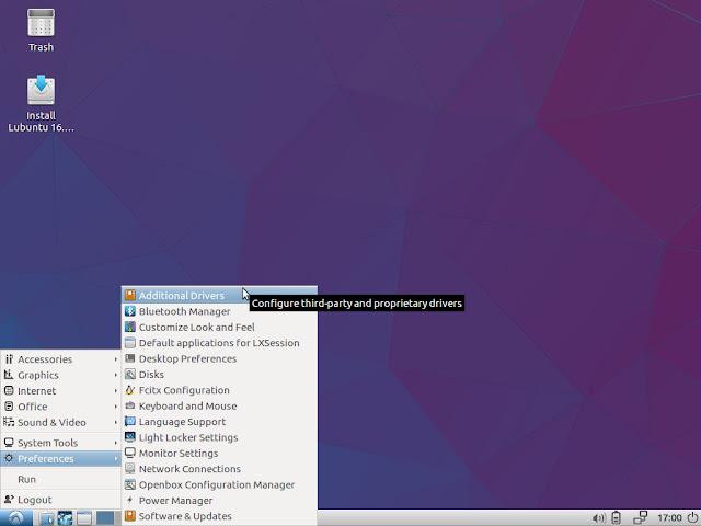 System configuration menu