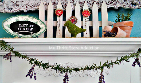 Tart Tin and Herb Flower Garden Mantel mythriftstoreaddiction.blogspot.com Repurposed flowers created from tart tins paired with herbs for a natural spring mantel