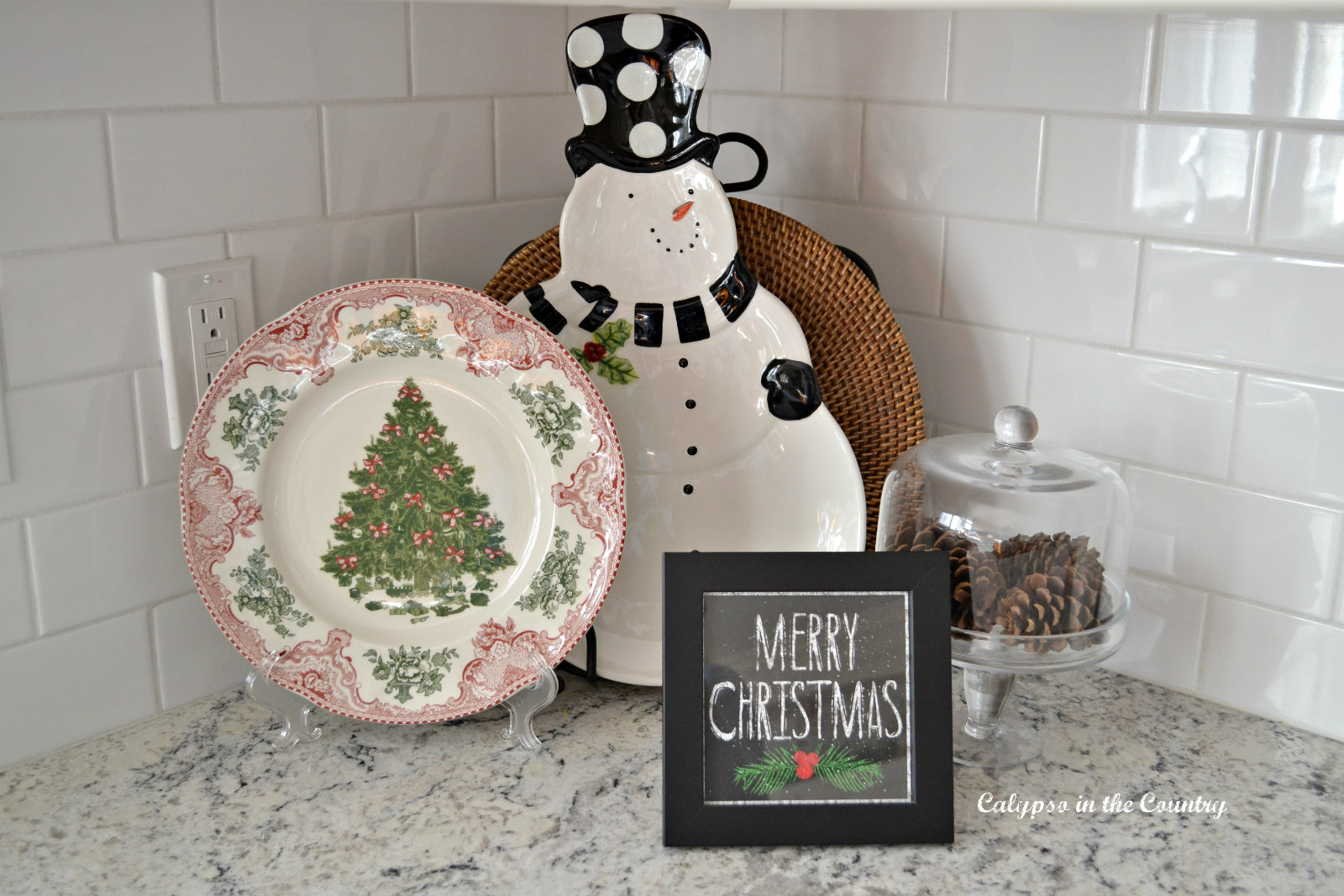 Christmas Vignette on Kitchen Counter