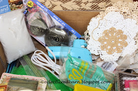 Eclectic Red Barn: Dollar box contents -glue gun and doilies