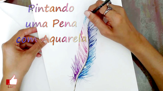 Pintando uma Pena com Aquarela Pintando uma Pena com Aquarela