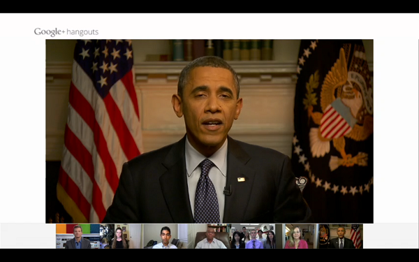 Obama using Google Hangouts
