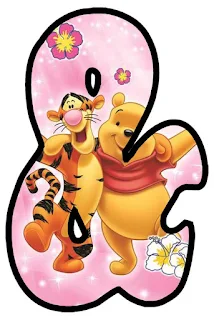 Abecedario de Tiger y Winnie the Pooh en Fondo Rosa. Tiger and Winnie the Pooh Alphabet.