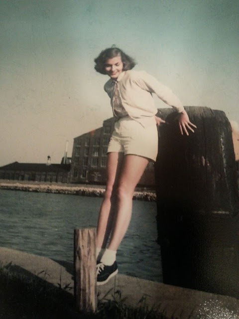 young grandma on the pier of lake michigan old picture of grandma on the pier on lake michigan