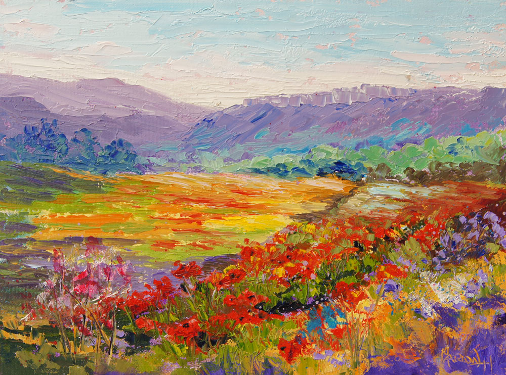 Palette Knife Painters, International: Poppy Meadow Haut Alpes palette