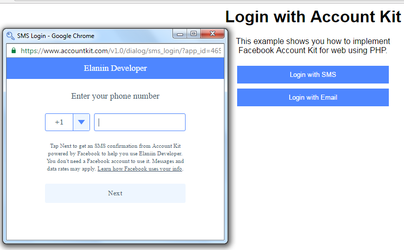 Login with phone number or facebook