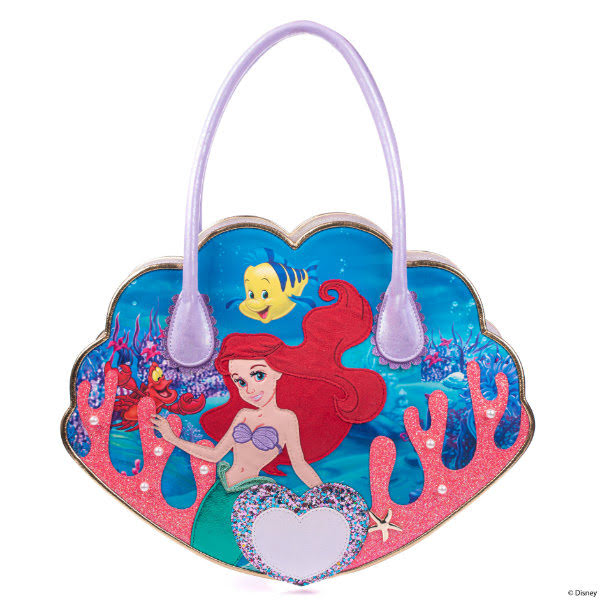 Irregular Choice Just Me & The Sea bag Ariel shell shaped handbag with ariel mermaid applique figure
