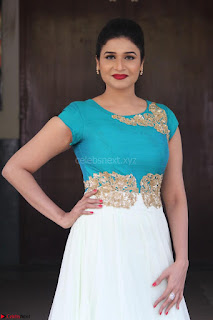 Anjena Kirti in Green and white Anarkali Dress Cute Makeup Latest Pics 004