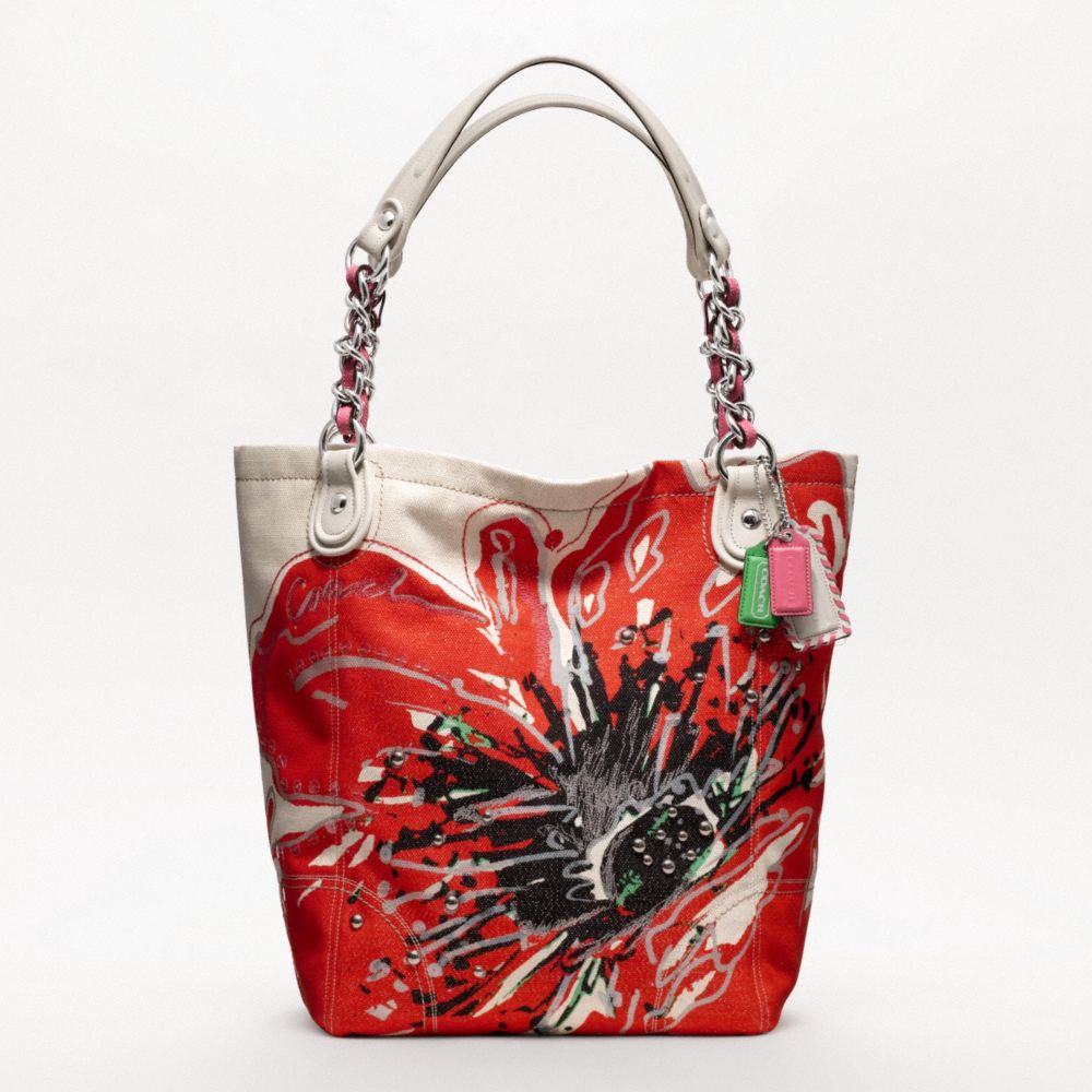 LiTTLE-KiOSK: [Special Requst] Coach Poppy Placed Flower Large Tote #19027