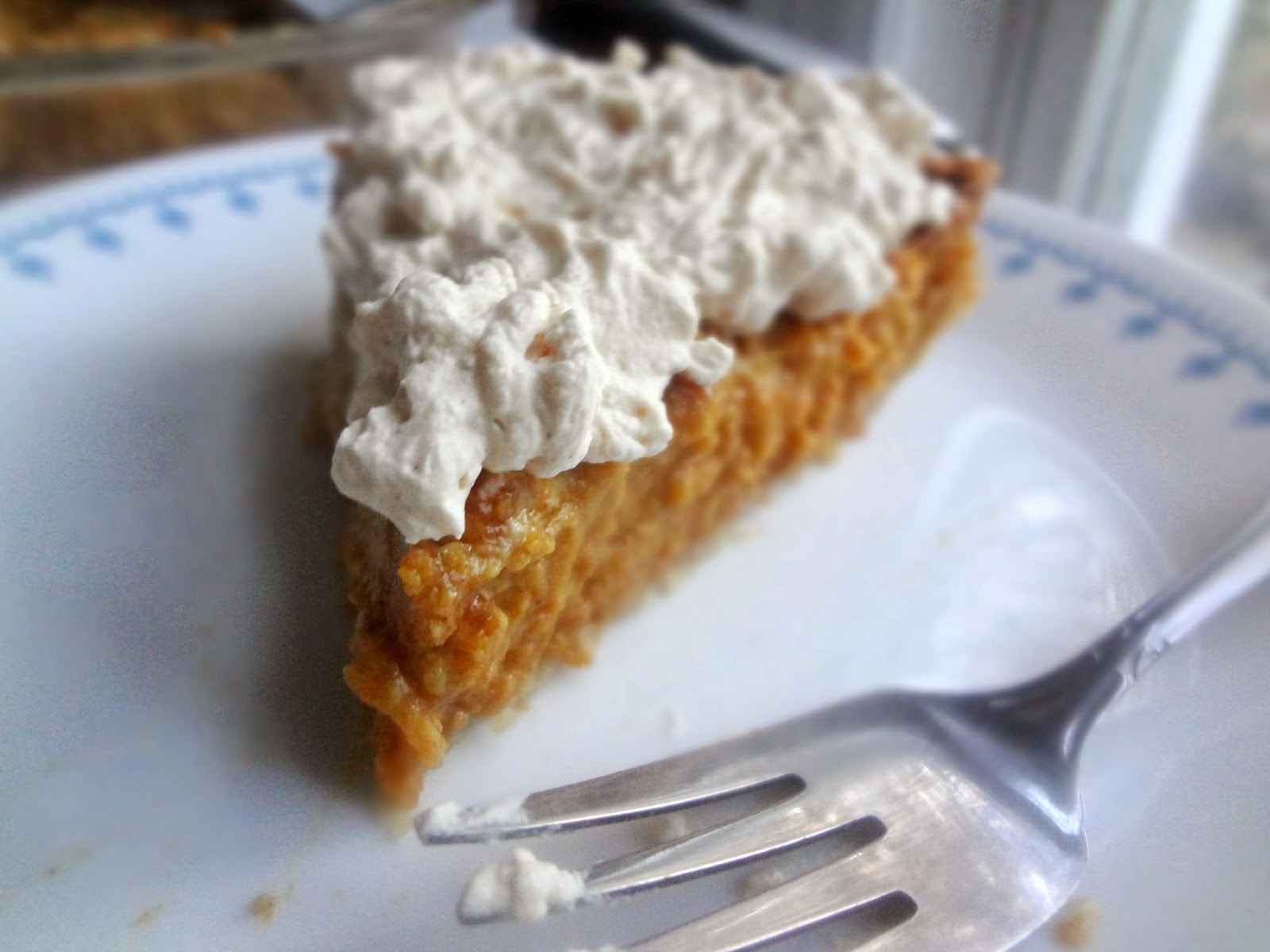 Pumpkin Pie with Whole Wheat Crust and Cinnamon Caramel Whipped Cream