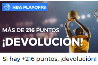 Paston Playoffs NBA: Si hay más de 216 puntos Devolución 3-6 mayo Paston Playoffs NBA: Si hay más de 216 puntos Devolución 3-6 mayo