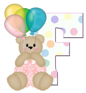 Abecedarios de Osita de Peluche con Globos. Teddy Bear with Balloons Alphabet.