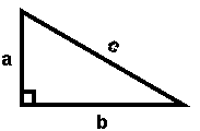 A right triangle with sides a, b, and c