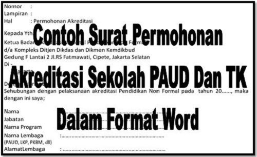 Contoh Surat Permohonan Akreditasi Sekolah Contoh Surat