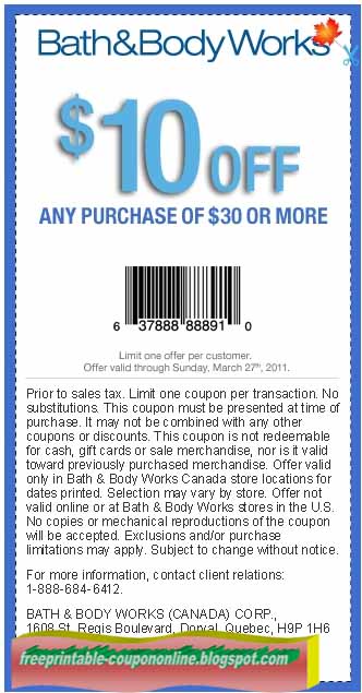 Bath & body works online coupons