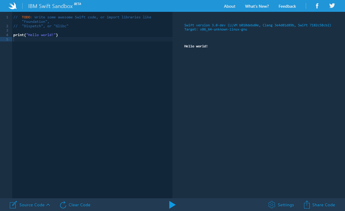 Outer Heaven IBM의 Swift Sandbox (Beta)