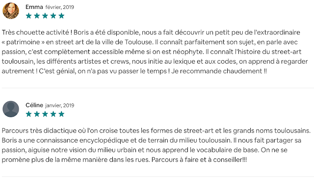 Extrait des avis du graffTour sur AirBnb
