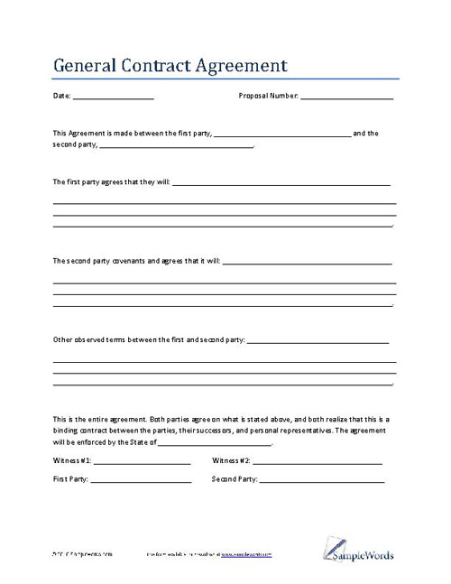 Simple Contract agreement templates - Contract agreement Forms