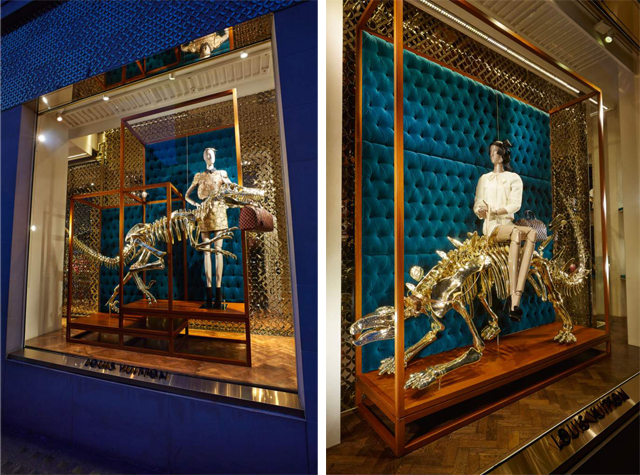 Gold Dinosaur Skeletons Adorn Louis Vuitton Display