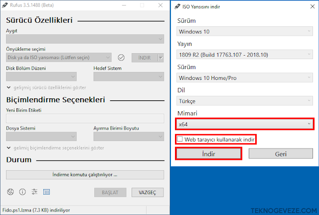 RUFUS İle Windows iso indirmek