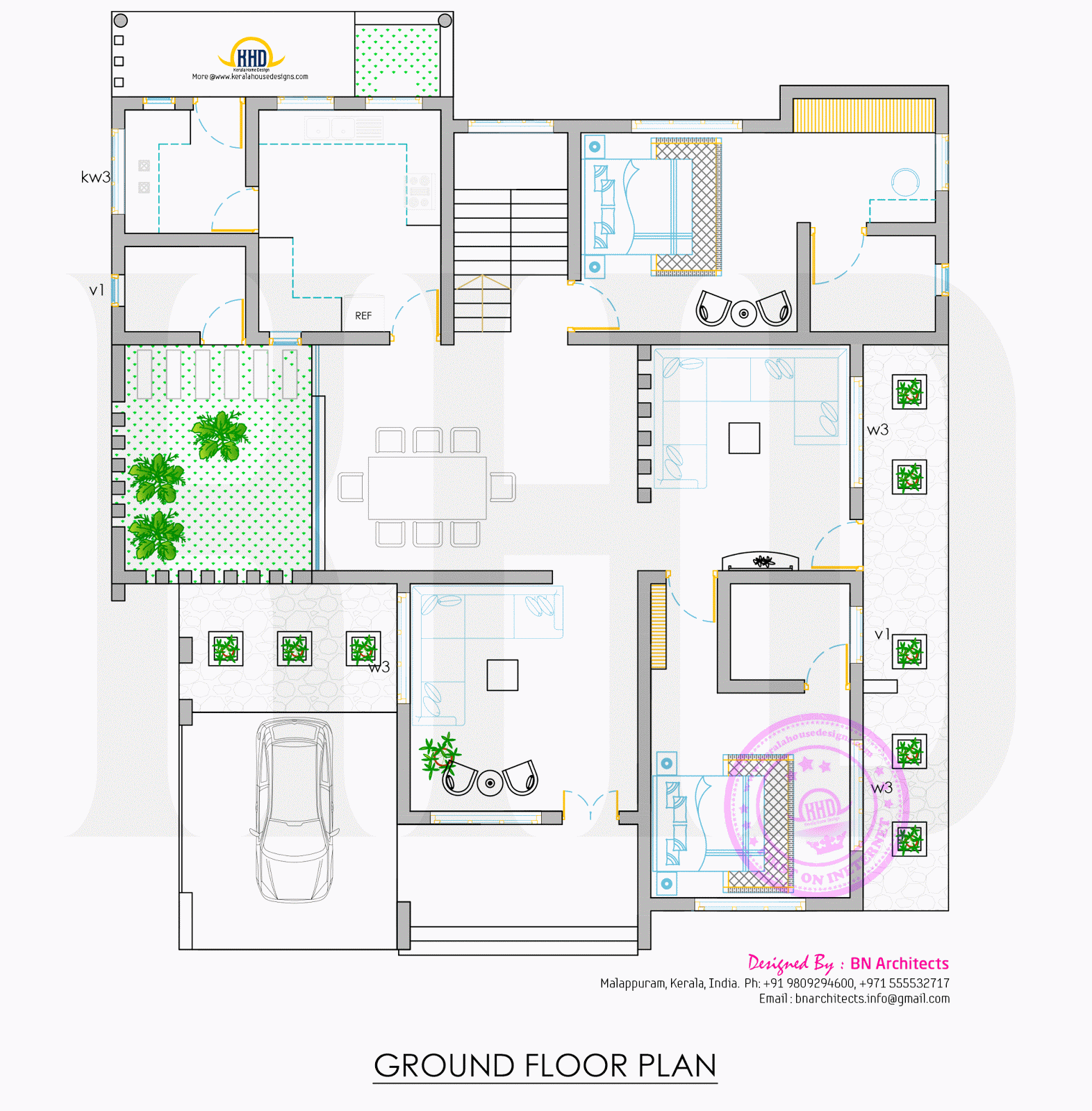 4 Bedroom Contemporary Beautiful Kerala Home Design With Floor Plan 